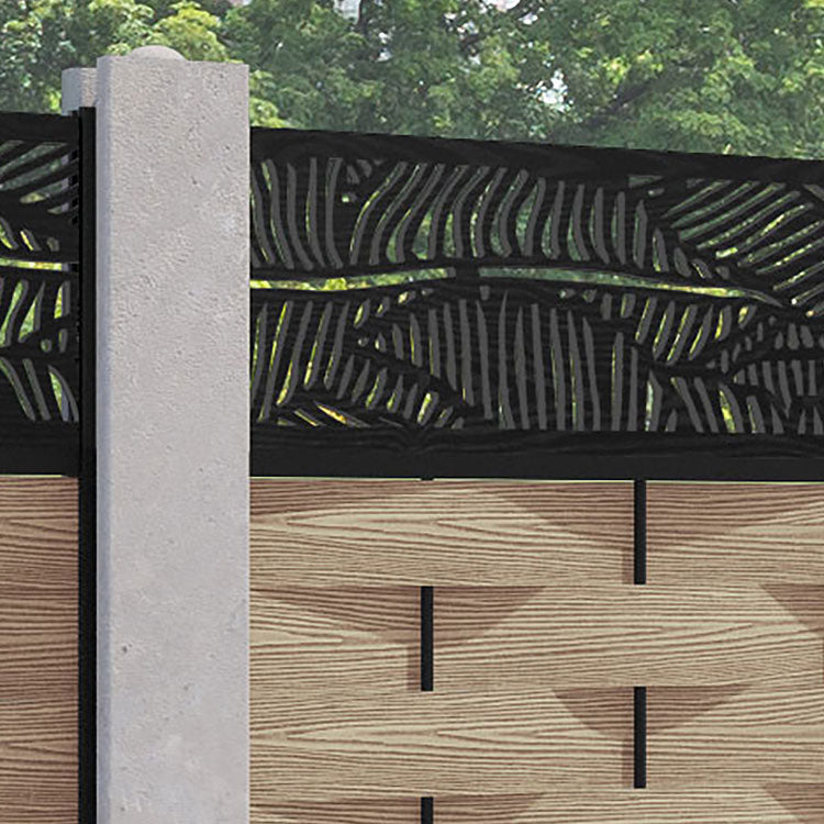 Ripple Feather Fence Panel - Light Oak - for existing concrete posts