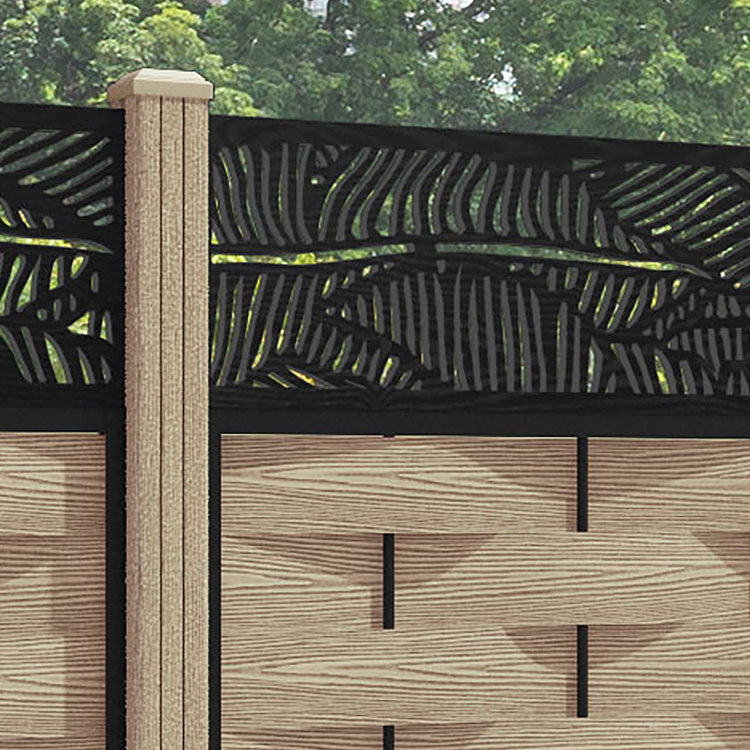 Ripple Feather Fence Panel - Light Oak - with our composite posts