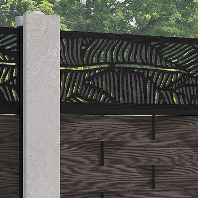 Ripple Feather Fence Panel - Mid Brown - for existing concrete posts