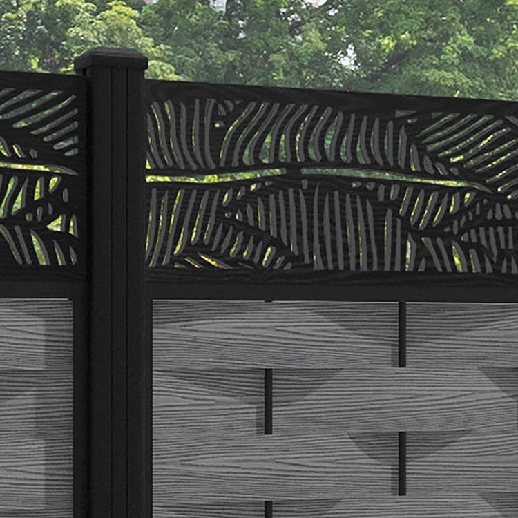 Ripple Feather Fence Panel - Mid Grey - with our aluminium posts