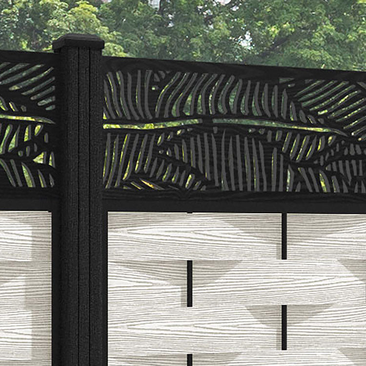Ripple Feather Fence Panel - Light Stone - with our composite posts