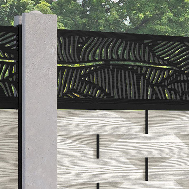 Ripple Feather Fence Panel - Light Stone - for existing concrete posts