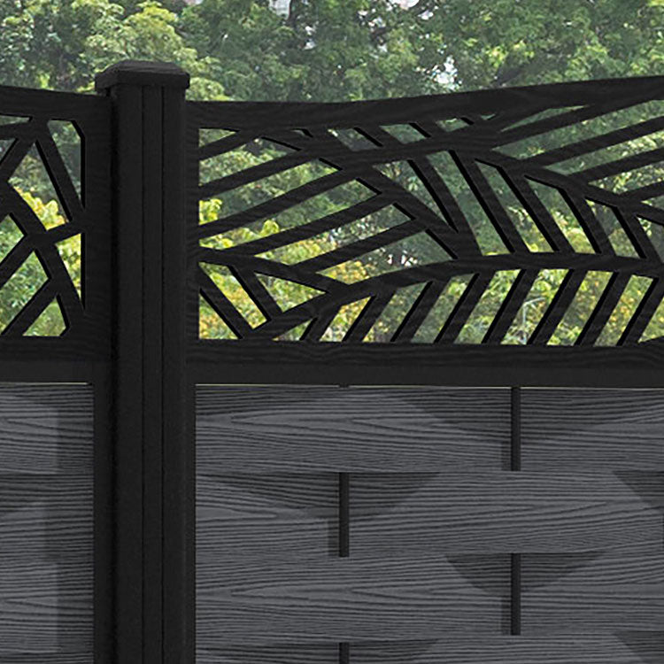 Ripple Habitat Curved Top Fence Panel - Dark Grey - with our aluminium posts