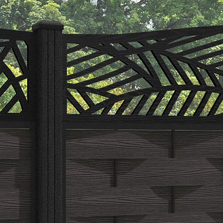 Ripple Habitat Curved Top Fence Panel - Dark Oak - with our composite posts