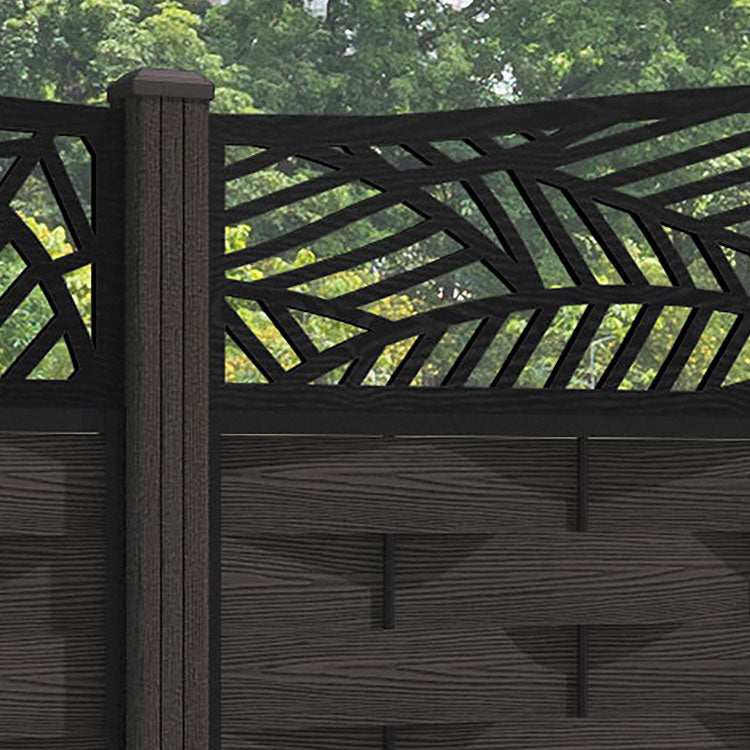 Ripple Habitat Curved Top Fence Panel - Dark Oak - with our composite posts