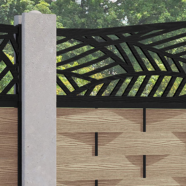 Ripple Habitat Curved Top Fence Panel - Light Oak - for existing concrete posts