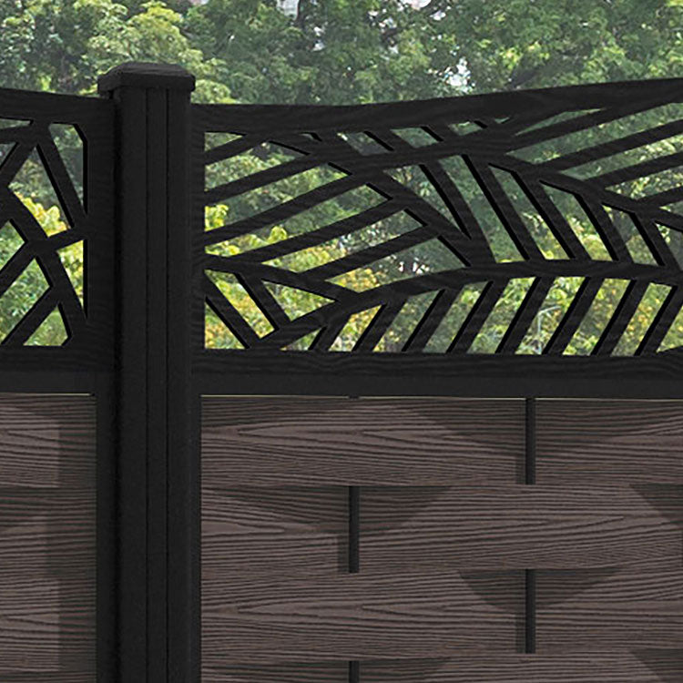 Ripple Habitat Curved Top Fence Panel - Mid Brown - with our aluminium posts