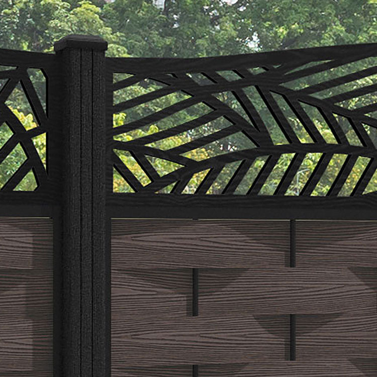 Ripple Habitat Curved Top Fence Panel - Mid Brown - with our composite posts