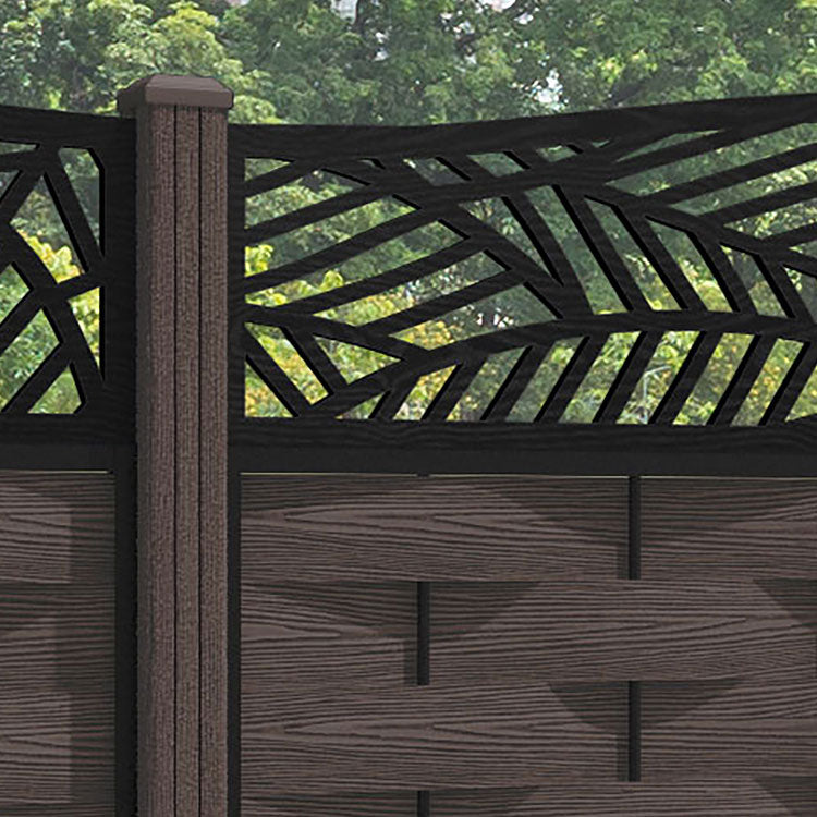 Ripple Habitat Curved Top Fence Panel - Mid Brown - with our composite posts