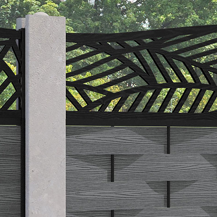 Ripple Habitat Curved Top Fence Panel - Mid Grey - for existing concrete posts