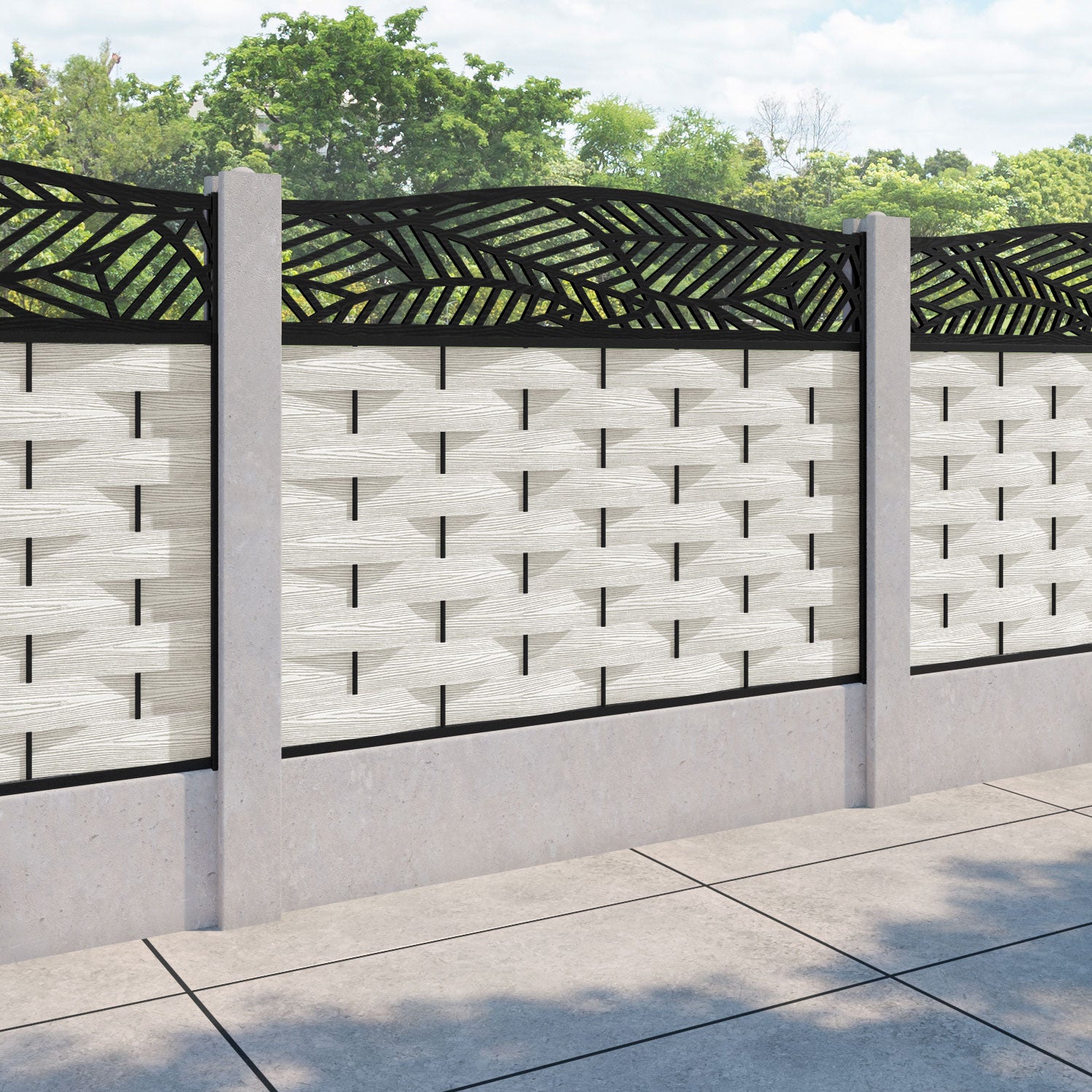 Ripple Habitat Curved Top Fence Panel - Light Stone - for existing concrete posts