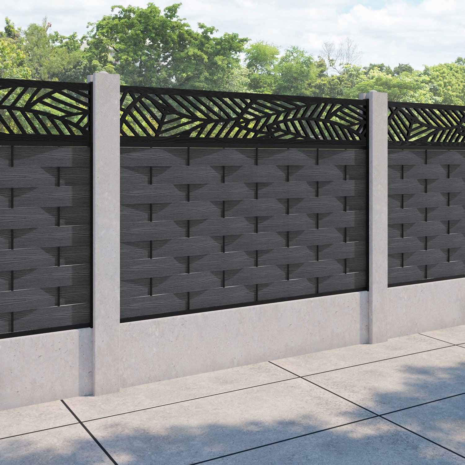 Ripple Habitat Fence Panel - Dark Grey - for existing concrete posts