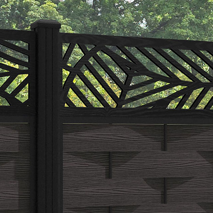 Ripple Habitat Fence Panel - Dark Oak - with our aluminium posts