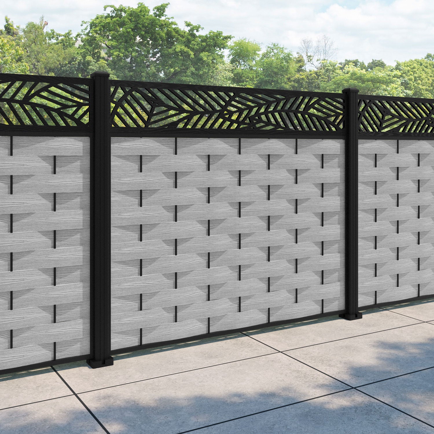 Ripple Habitat Fence Panel - Light Grey - with our aluminium posts