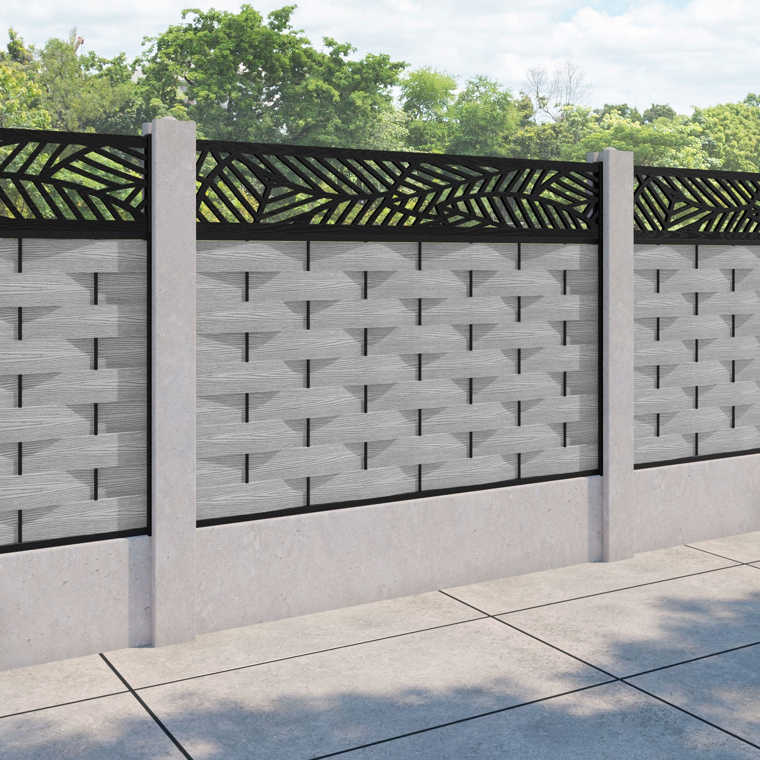 Ripple Habitat Fence Panel - Light Grey - for existing concrete posts