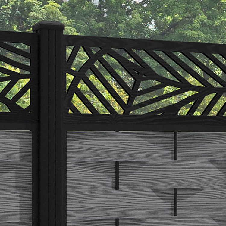 Ripple Habitat Fence Panel - Mid Grey - with our aluminium posts