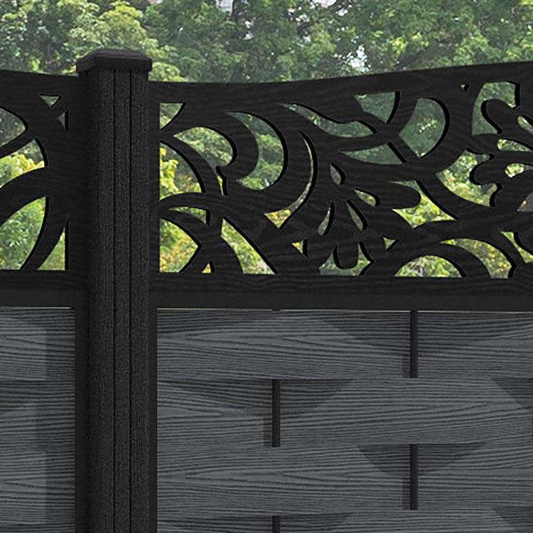 Ripple Heritage Curved Top Fence Panel - Dark Grey - with our composite posts