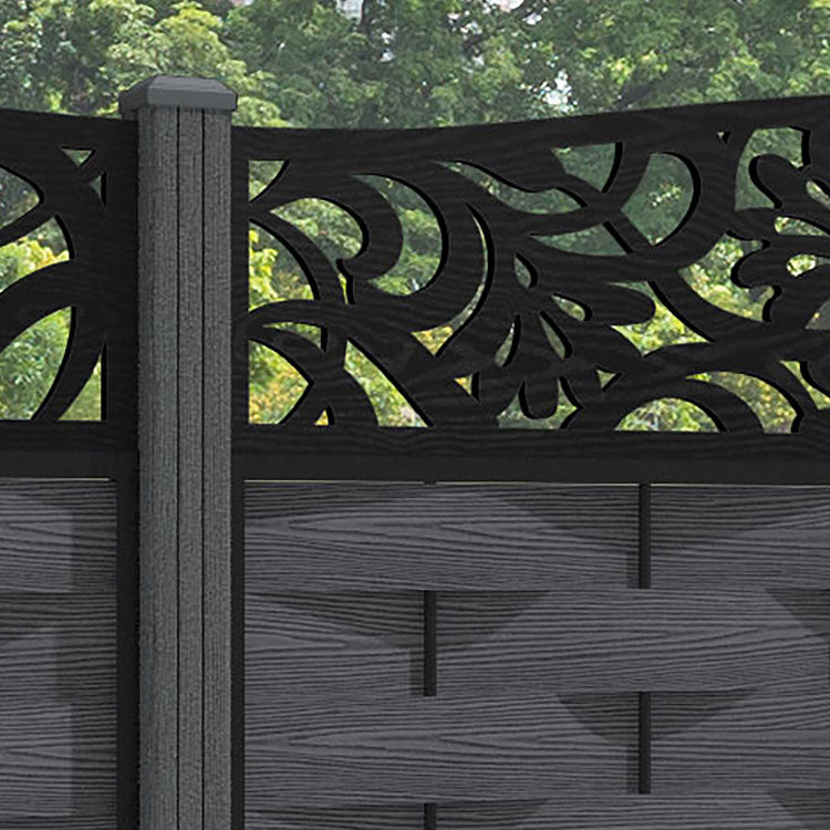 Ripple Heritage Curved Top Fence Panel - Dark Grey - with our composite posts