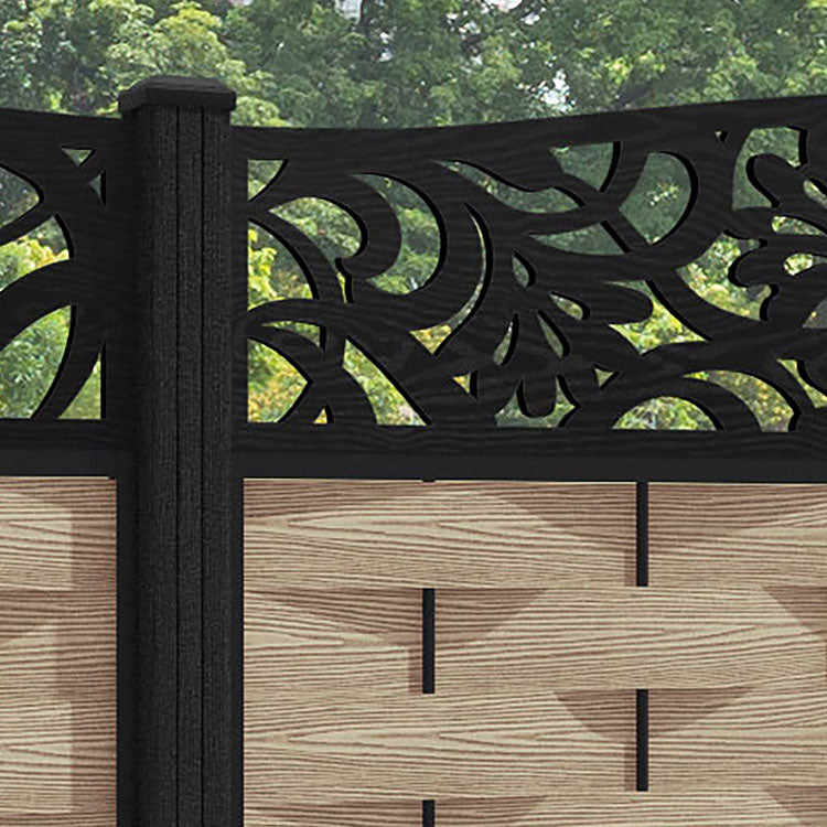 Ripple Heritage Curved Top Fence Panel - Light Oak - with our composite posts