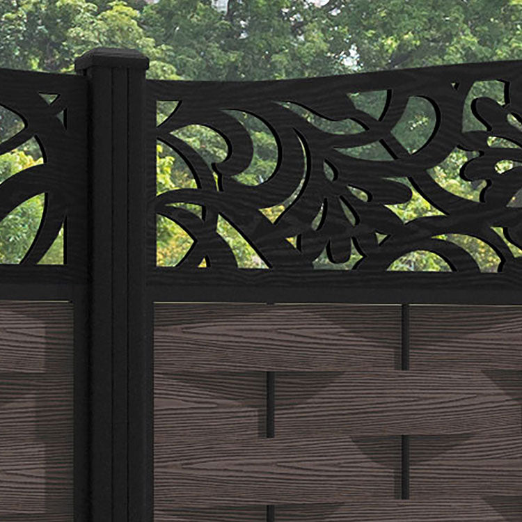Ripple Heritage Curved Top Fence Panel - Mid Brown - with our aluminium posts