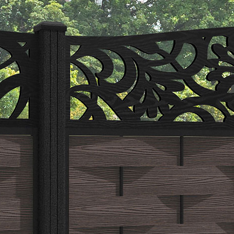 Ripple Heritage Curved Top Fence Panel - Mid Brown - with our composite posts