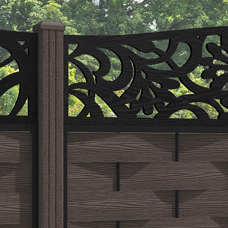 Ripple Heritage Curved Top Fence Panel - Mid Brown - with our composite posts
