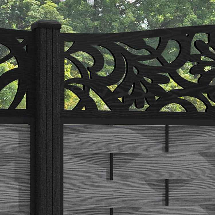 Ripple Heritage Curved Top Fence Panel - Mid Grey - with our composite posts