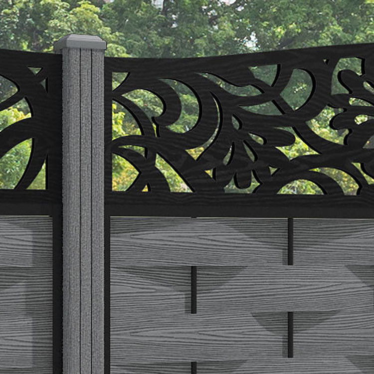 Ripple Heritage Curved Top Fence Panel - Mid Grey - with our composite posts