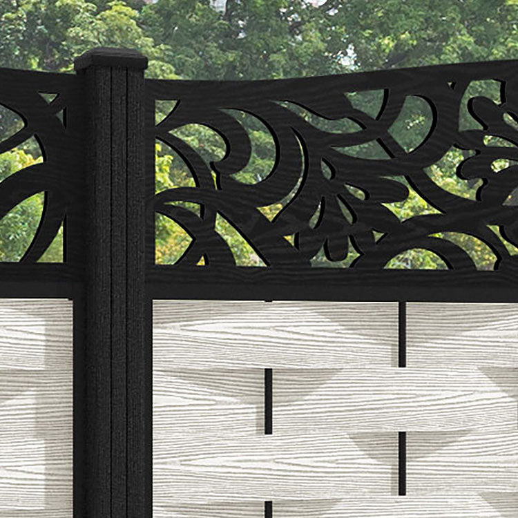 Ripple Heritage Curved Top Fence Panel - Light Stone - with our composite posts