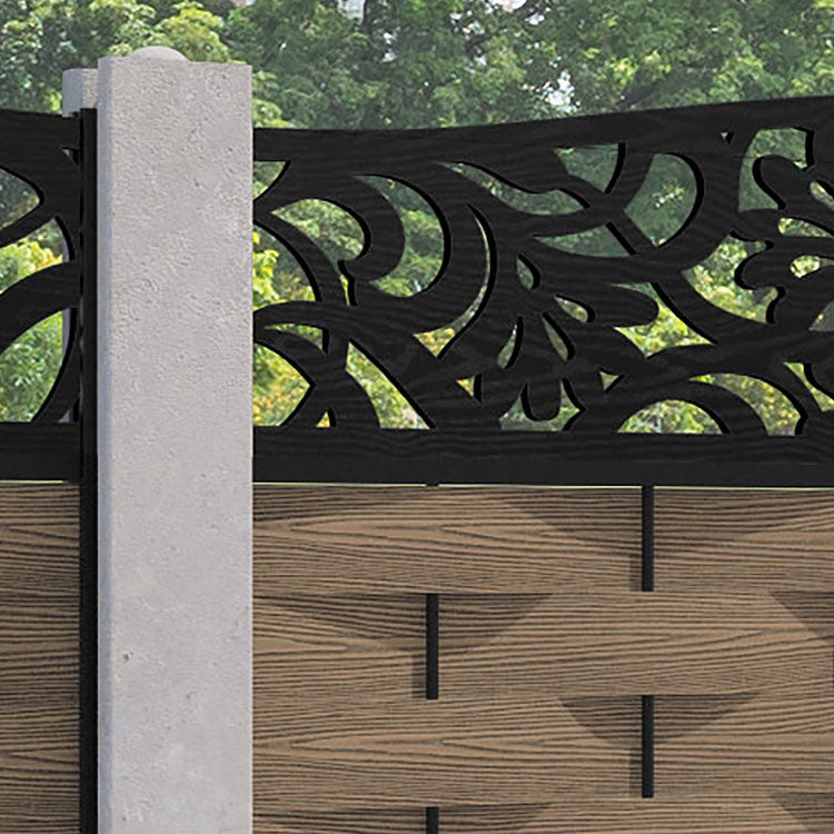 Ripple Heritage Curved Top Fence Panel - Teak - for existing concrete posts