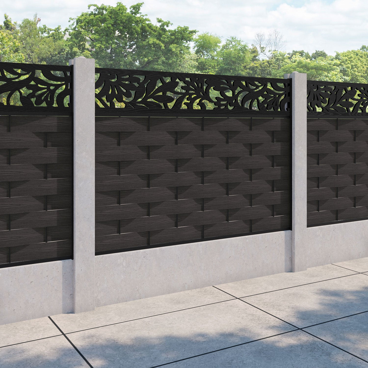 Ripple Heritage Fence Panel - Dark Oak - for existing concrete posts