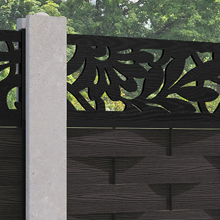 Ripple Heritage Fence Panel - Dark Oak - for existing concrete posts
