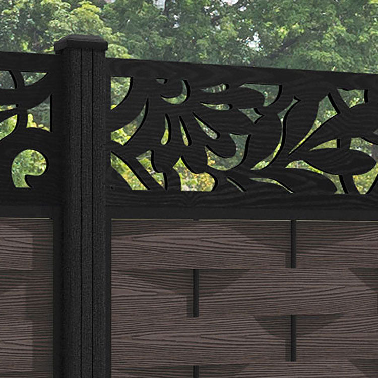 Ripple Heritage Fence Panel - Mid Brown - with our composite posts