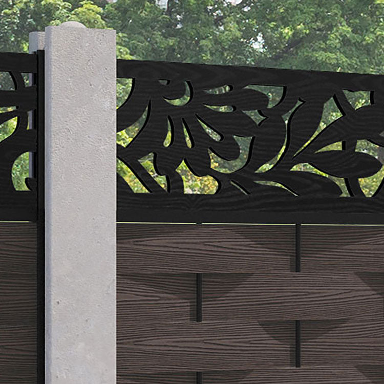 Ripple Heritage Fence Panel - Mid Brown - for existing concrete posts