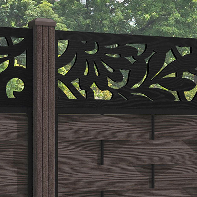 Ripple Heritage Fence Panel - Mid Brown - with our composite posts