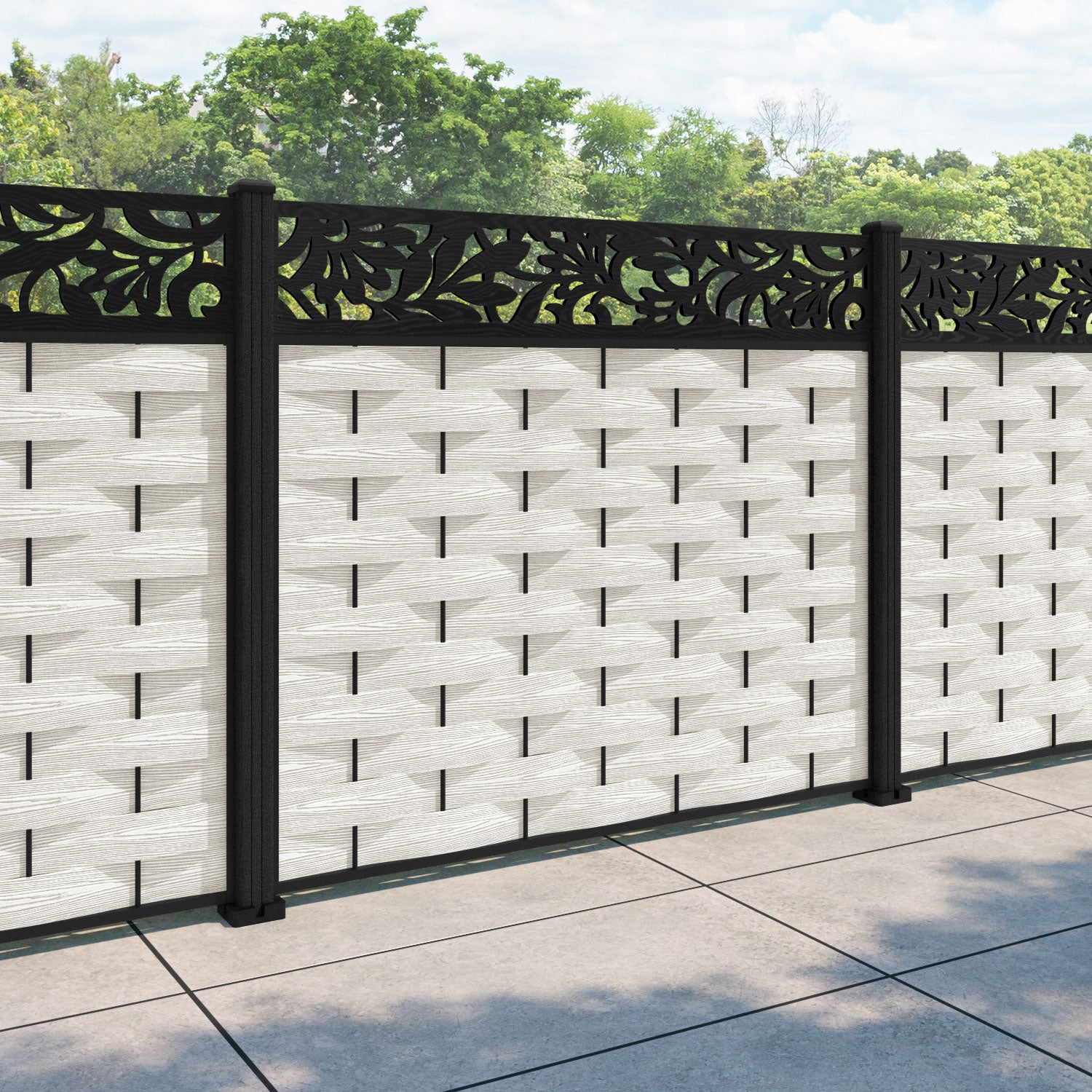 Ripple Heritage Fence Panel - Light Stone - with our composite posts