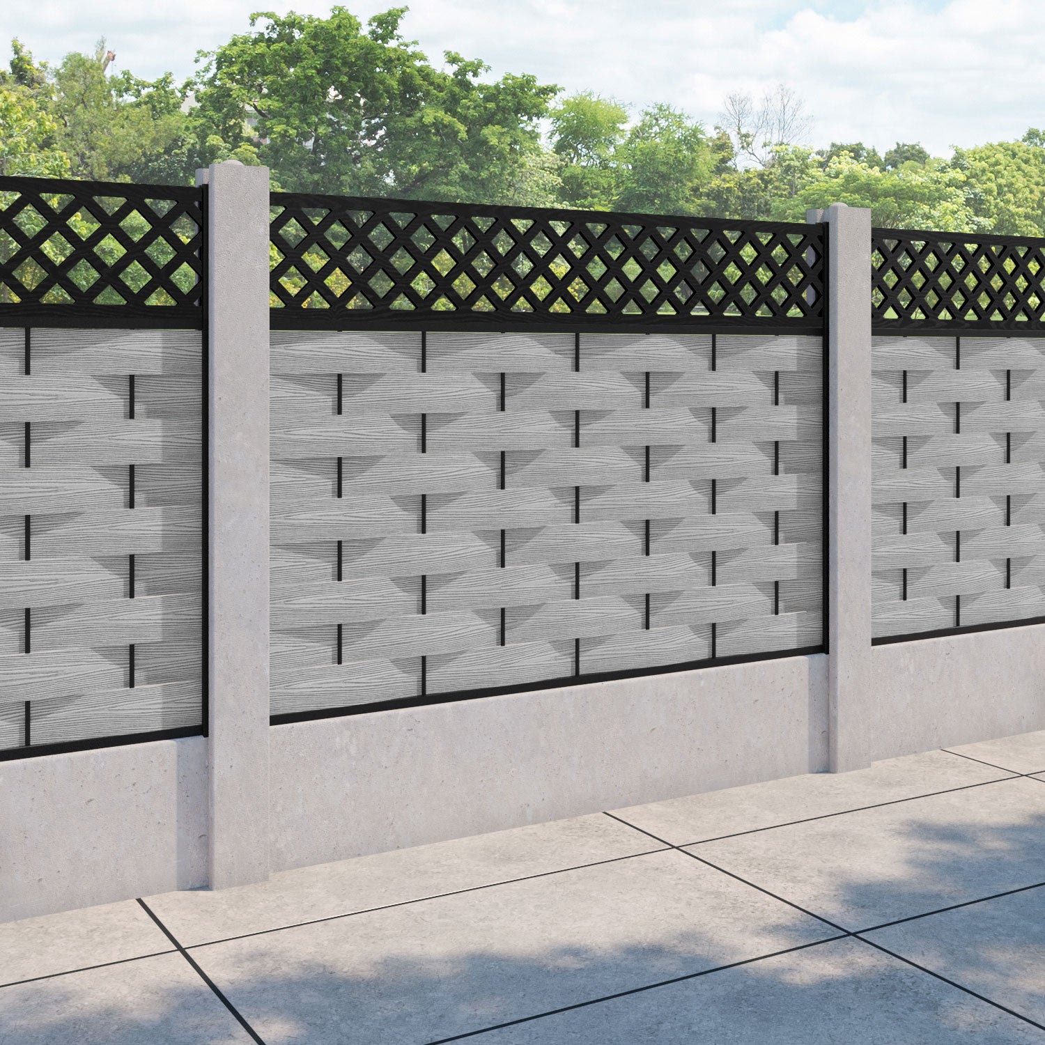 Ripple Hive Fence Panel - Light Grey - for existing concrete posts