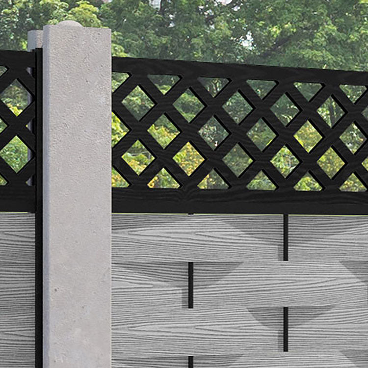 Ripple Hive Fence Panel - Light Grey - for existing concrete posts