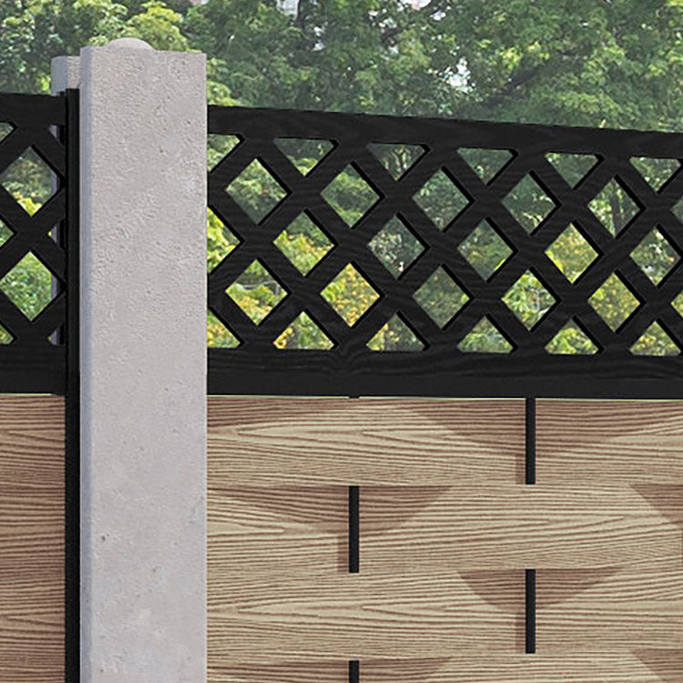 Ripple Hive Fence Panel - Light Oak - for existing concrete posts