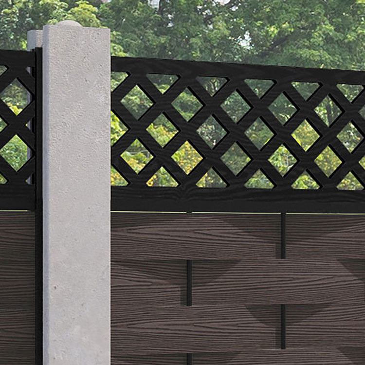 Ripple Hive Fence Panel - Mid Brown - for existing concrete posts