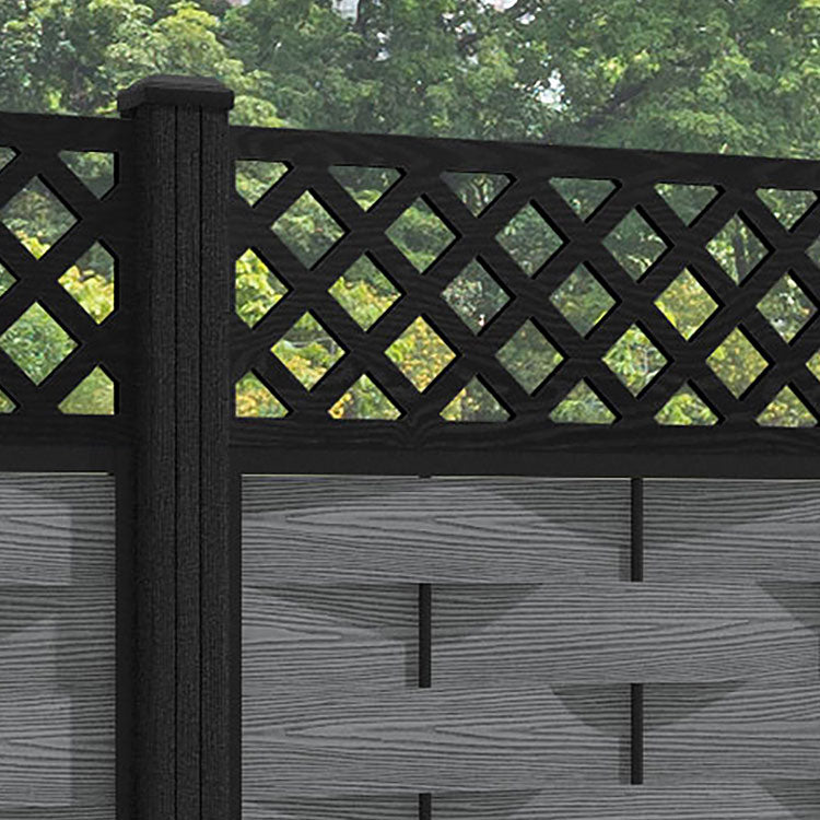 Ripple Hive Fence Panel - Mid Grey - with our composite posts
