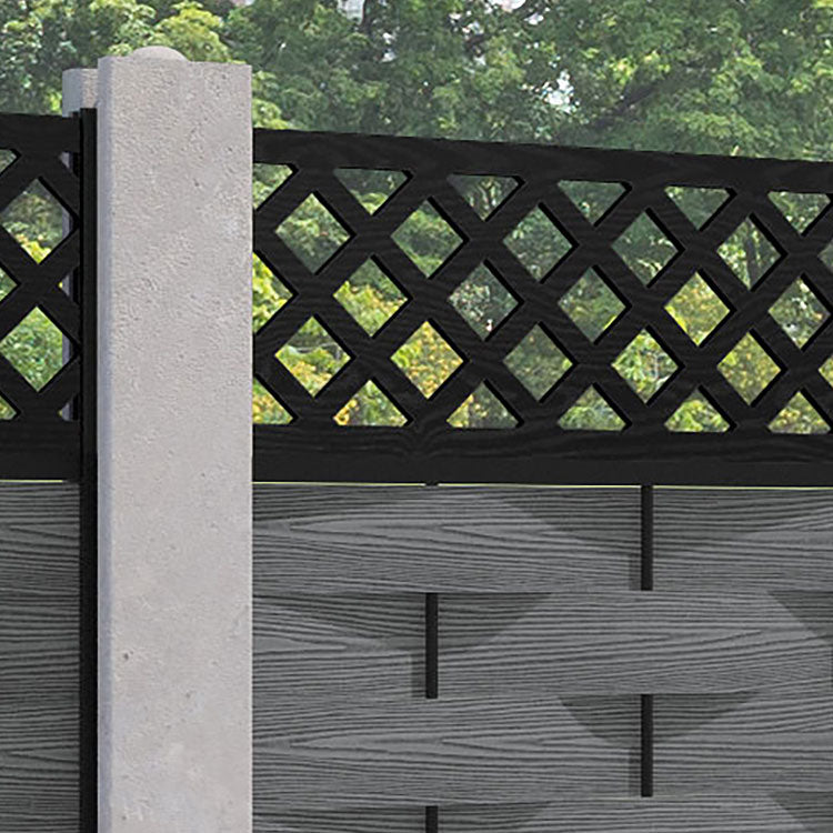 Ripple Hive Fence Panel - Mid Grey - for existing concrete posts