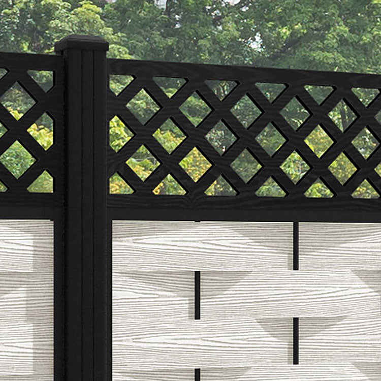 Ripple Hive Fence Panel - Light Stone - with our aluminium posts