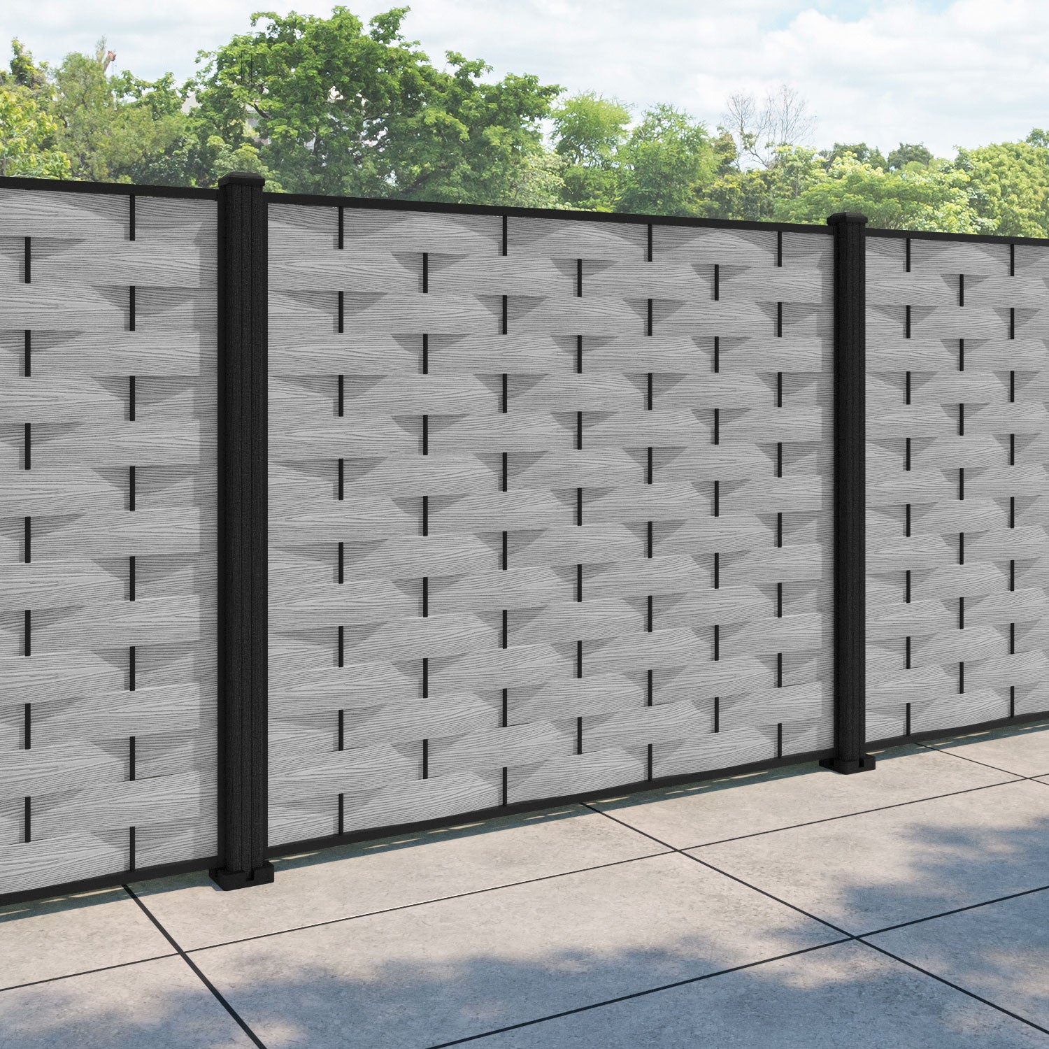 Ripple Fence Panel - Light Grey - with our composite posts