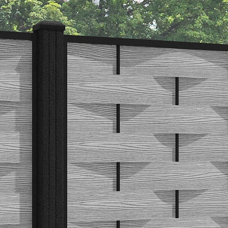 Ripple Fence Panel - Light Grey - with our composite posts