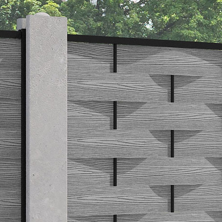 Ripple Fence Panel - Light Grey - for existing concrete posts