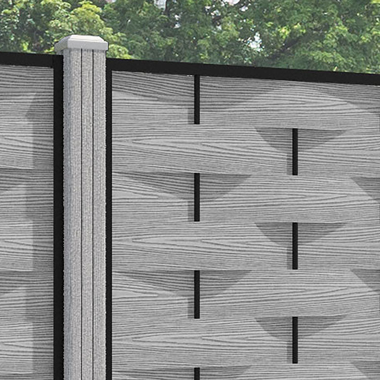 Ripple Fence Panel - Light Grey - with our composite posts