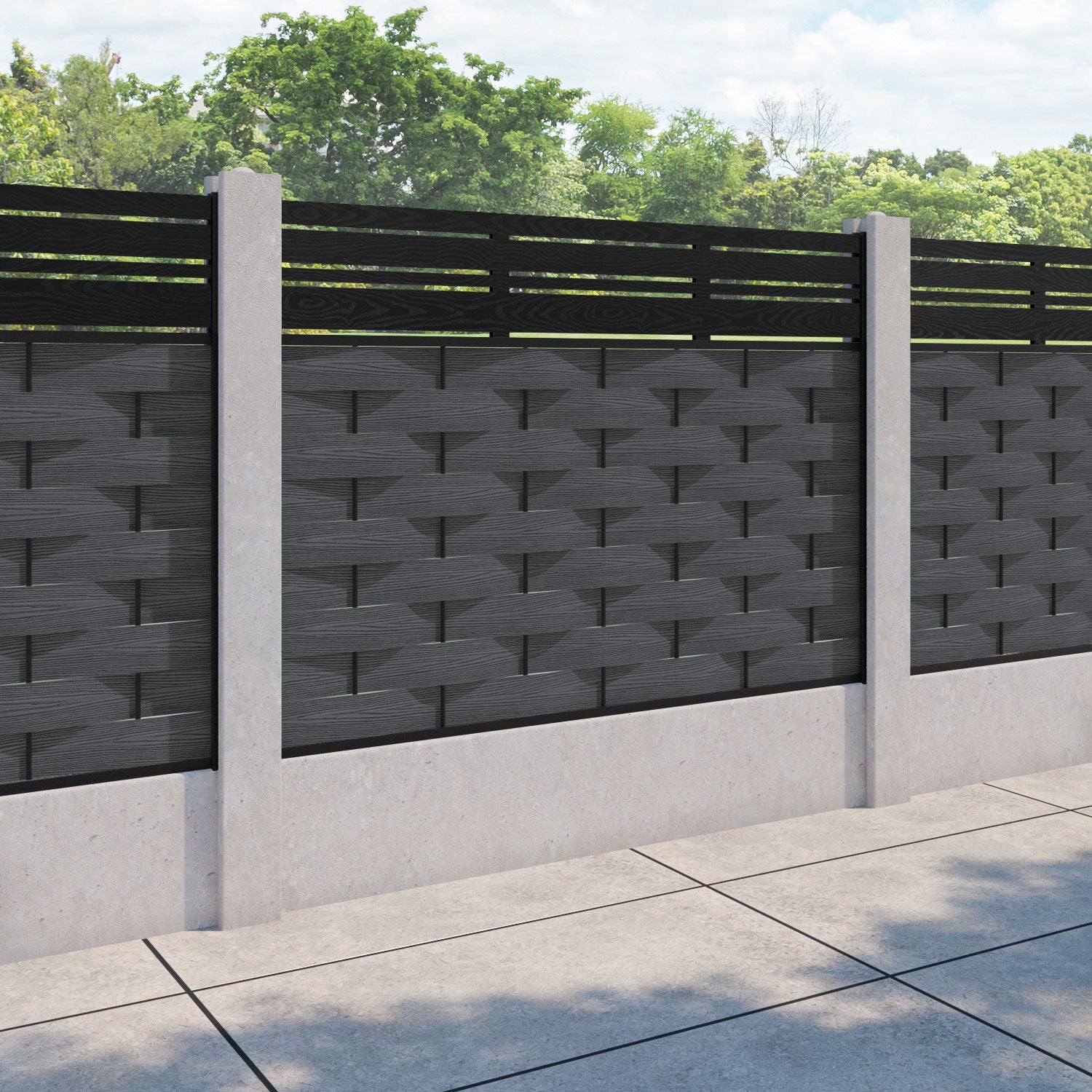 Ripple Linea Fence Panel - Dark Grey - for existing concrete posts