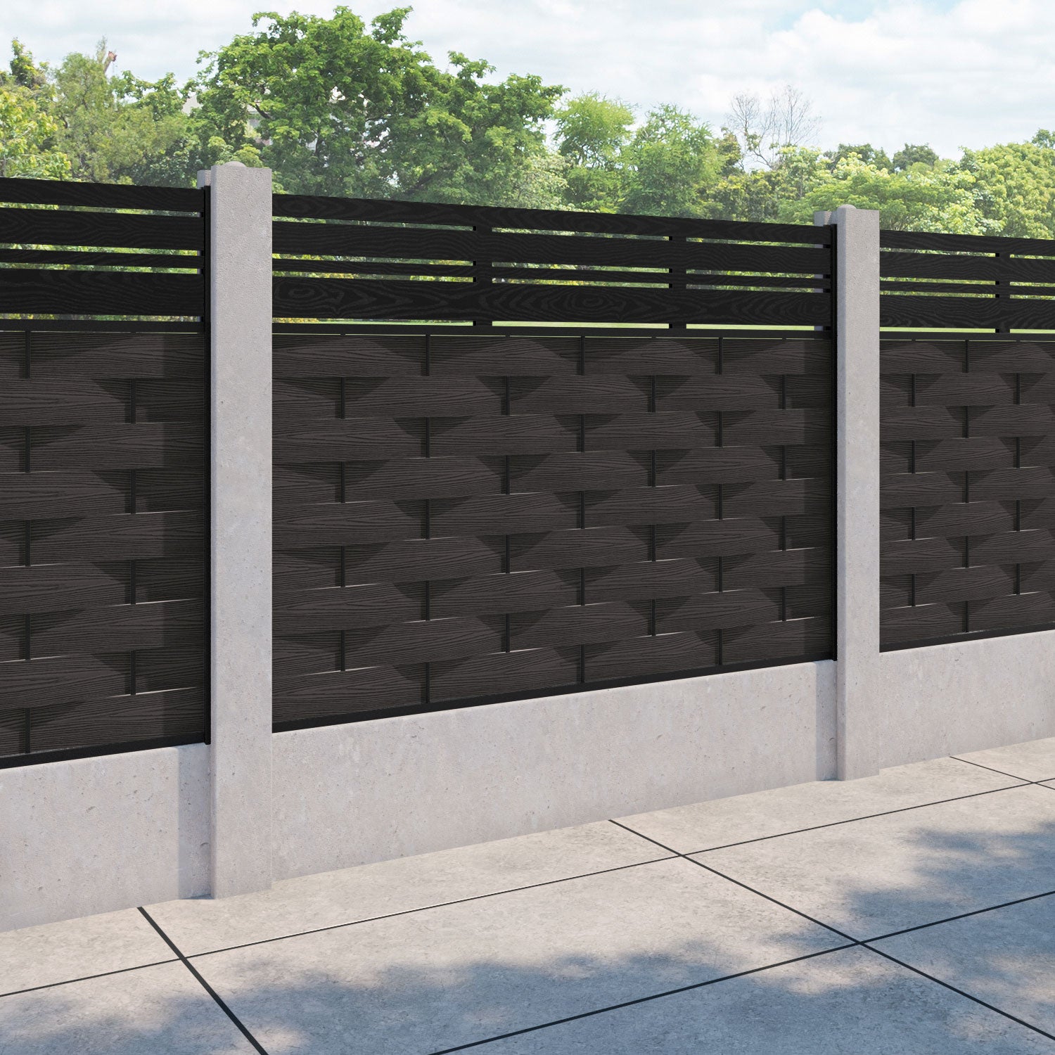 Ripple Linea Fence Panel - Dark Oak - for existing concrete posts