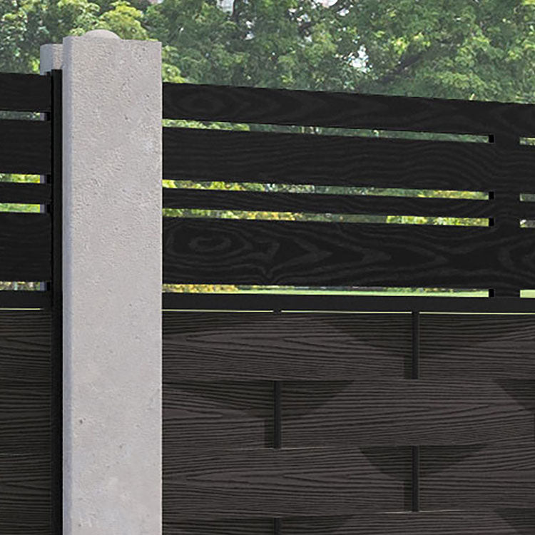 Ripple Linea Fence Panel - Dark Oak - for existing concrete posts